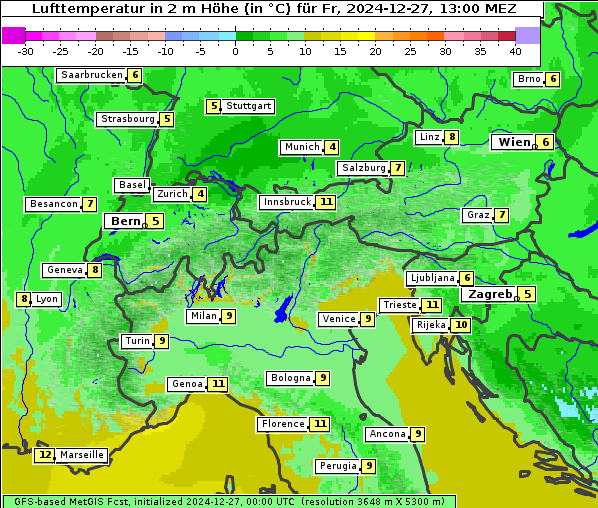 Temperatur, 27. 12. 2024