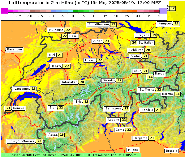 Temperatur, 19. 5. 2025
