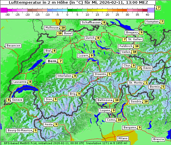 Temperatur, 11. 2. 2026