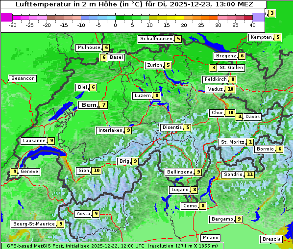 Temperatur, 23. 12. 2025
