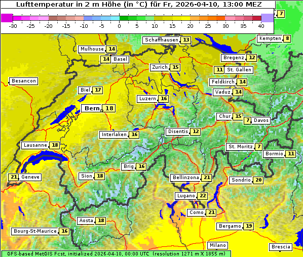 Temperatur, 10. 4. 2026