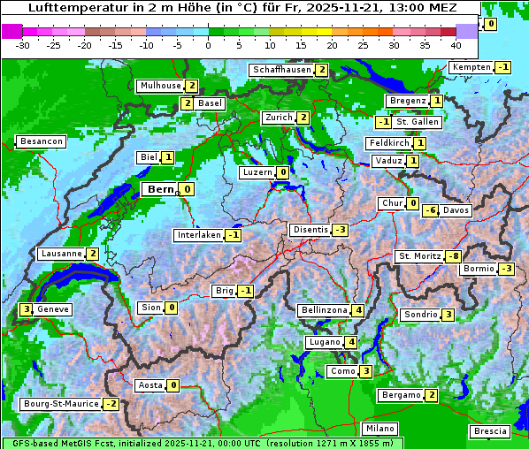 Temperatur, 21. 11. 2025
