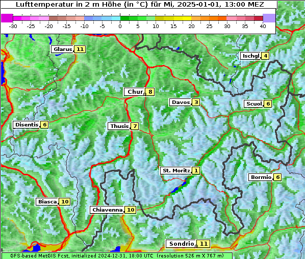 Temperatur, 1. 1. 2025