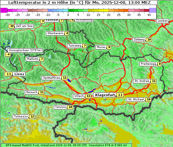 Temperatur, 8. 12. 2025