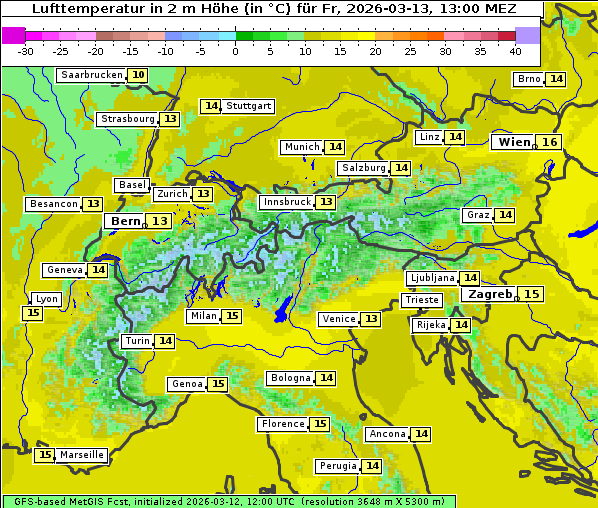 Temperatur, 13. 3. 2026
