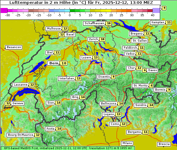 Temperatur, 12. 12. 2025