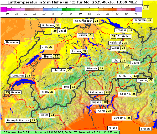 Temperatur, 16. 6. 2025