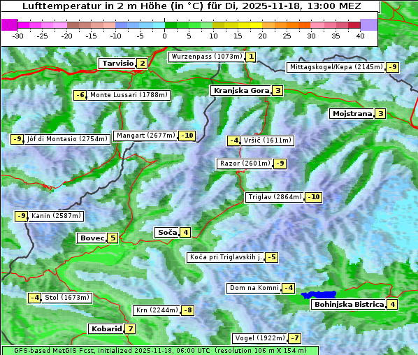 Temperatur, 18. 11. 2025