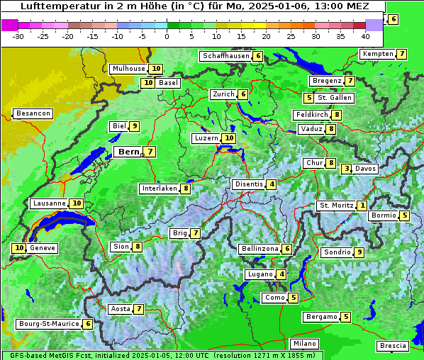 Temperatur, 6. 1. 2025