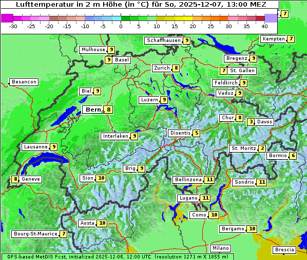 Temperatur, 7. 12. 2025