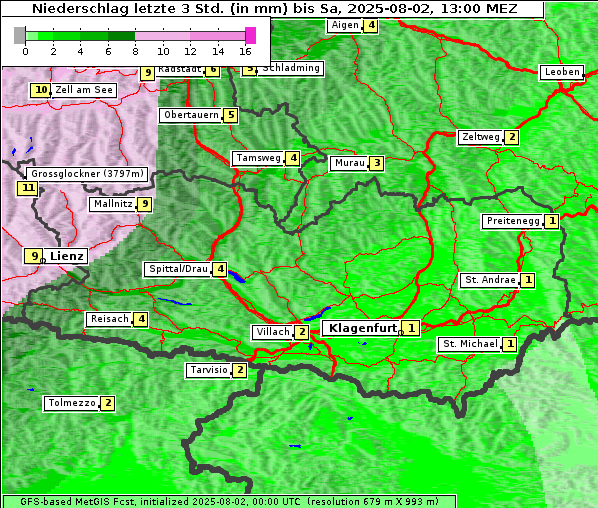 Niederschlag, 2. 8. 2025