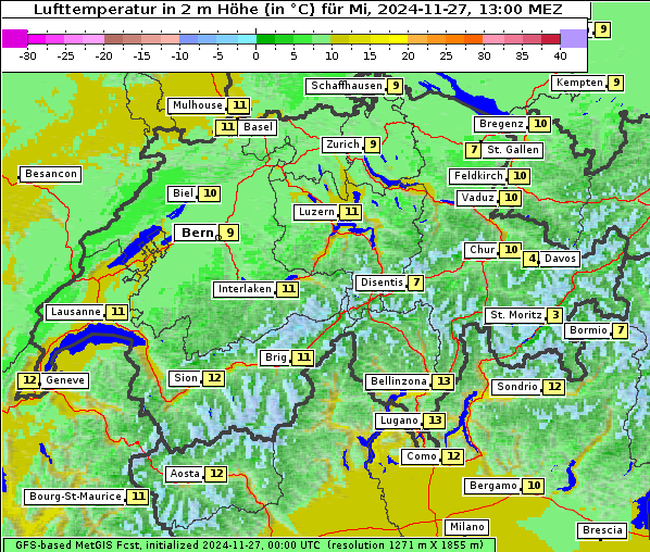 Temperatur, 27. 11. 2024