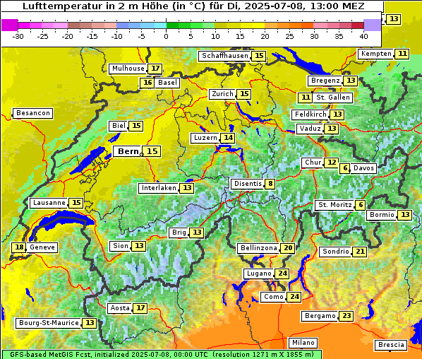 Temperatur, 8. 7. 2025