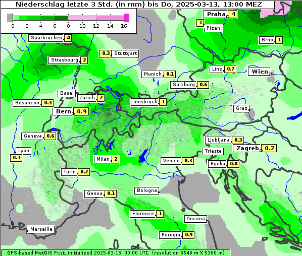 Niederschlag, 13. 3. 2025