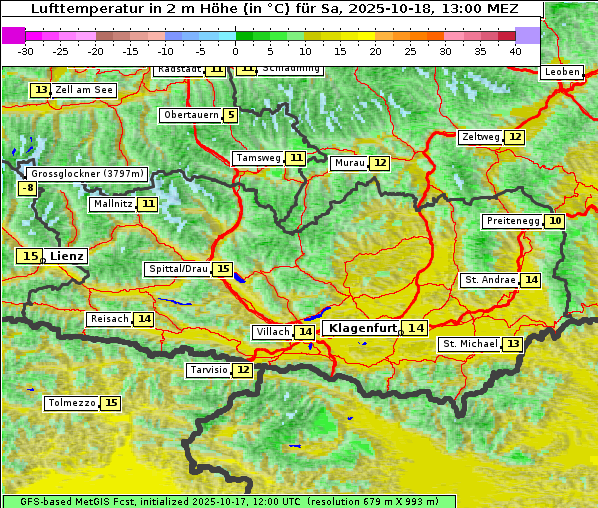 Temperatur, 18. 10. 2025