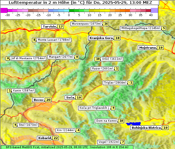 Temperatur, 29. 5. 2025