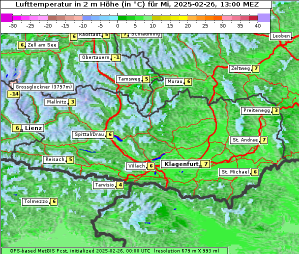 Temperatur, 26. 2. 2025