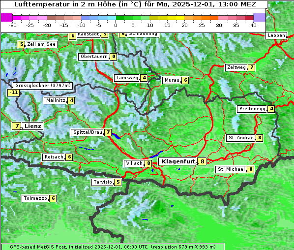 Temperatur, 1. 12. 2025
