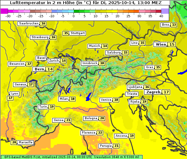 Temperatur, 14. 10. 2025