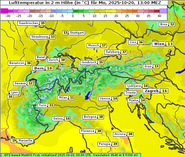 Temperatur, 20. 10. 2025