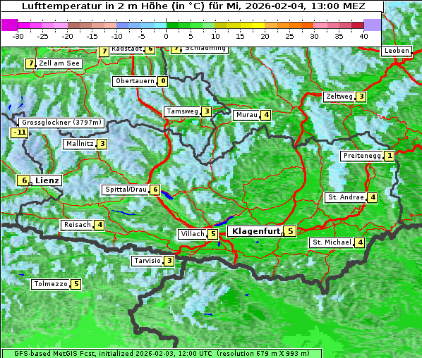Temperatur, 4. 2. 2026