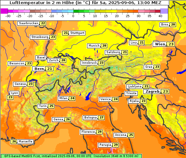 Temperatur, 6. 9. 2025