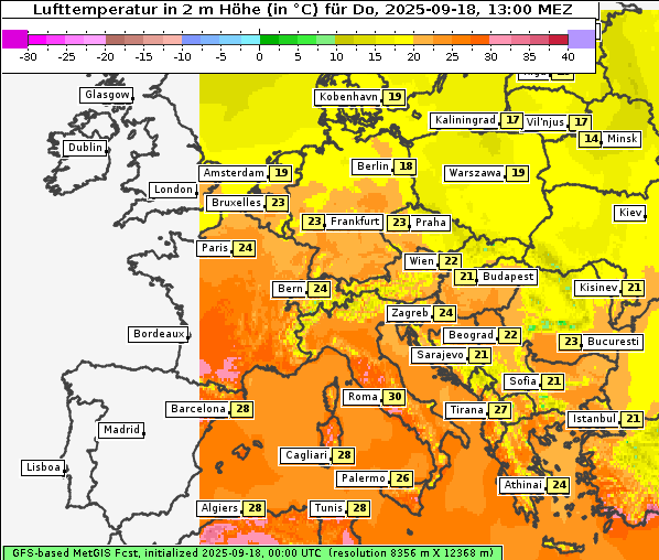 Temperatur, 18. 9. 2025