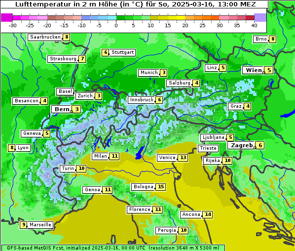 Temperatur, 16. 3. 2025