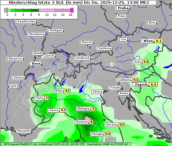 Niederschlag, 25. 12. 2025