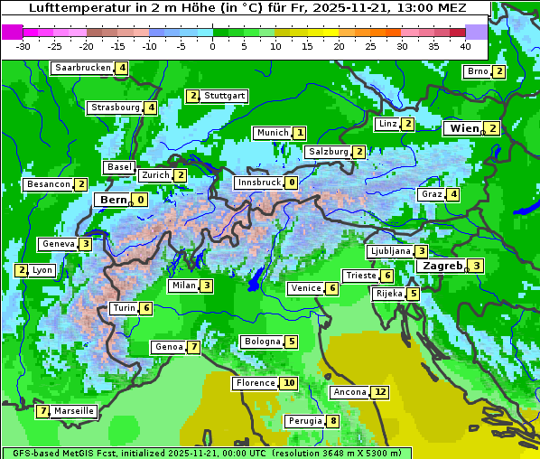 Temperatur, 21. 11. 2025