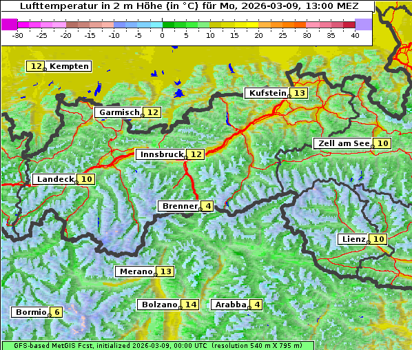 Temperatur, 9. 3. 2026