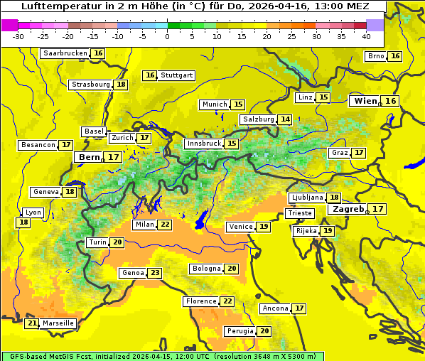 Temperatur, 16. 4. 2026