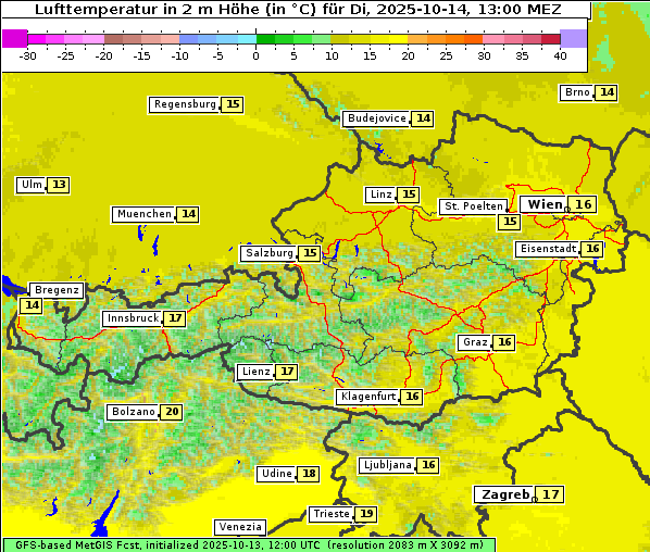Temperatur, 14. 10. 2025
