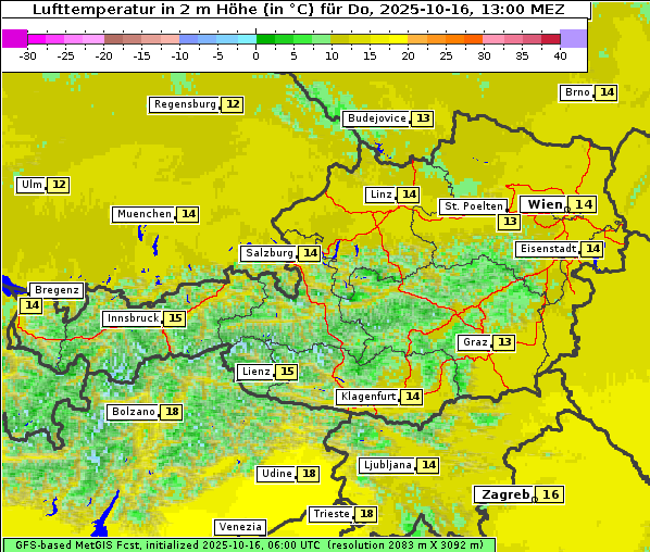 Temperatur, 16. 10. 2025
