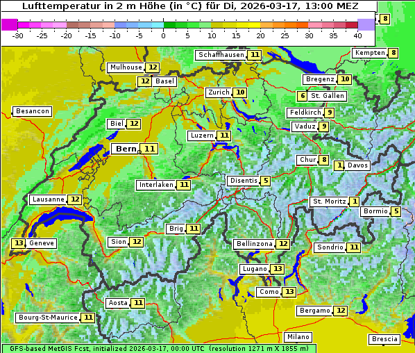 Temperatur, 17. 3. 2026