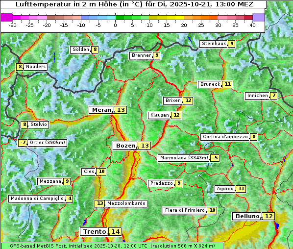 Temperatur, 21. 10. 2025