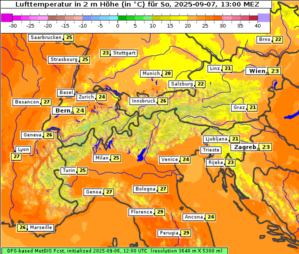 Temperatur, 7. 9. 2025