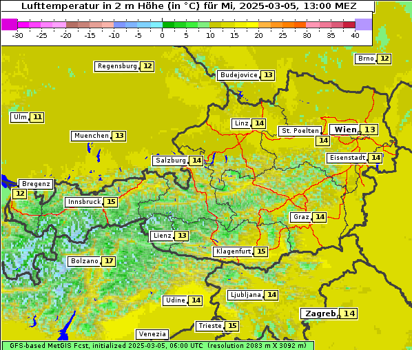 Temperatur, 5. 3. 2025