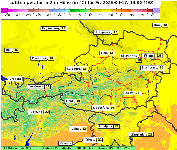 Temperatur, 17. 4. 2026