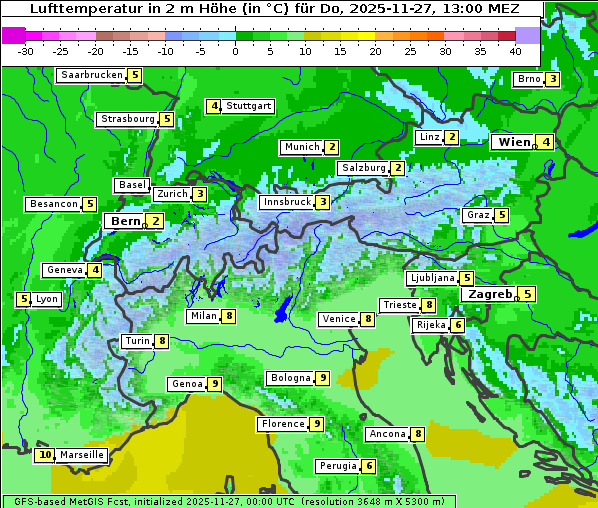 Temperatur, 27. 11. 2025