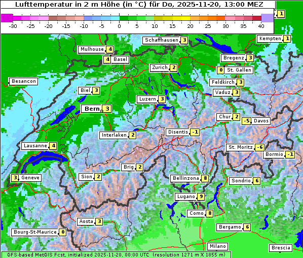 Temperatur, 20. 11. 2025