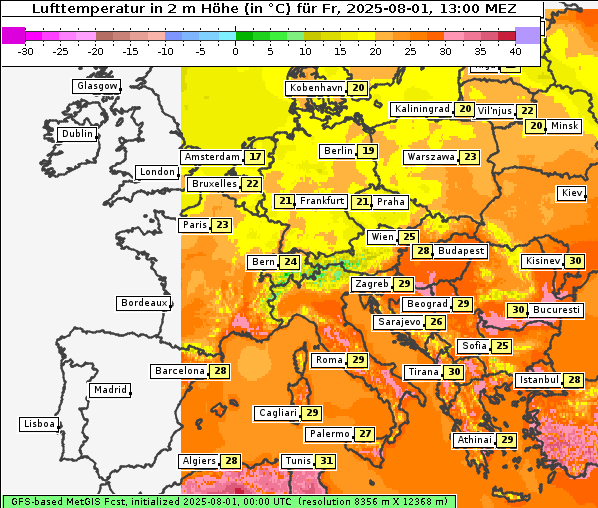 Temperatur, 1. 8. 2025