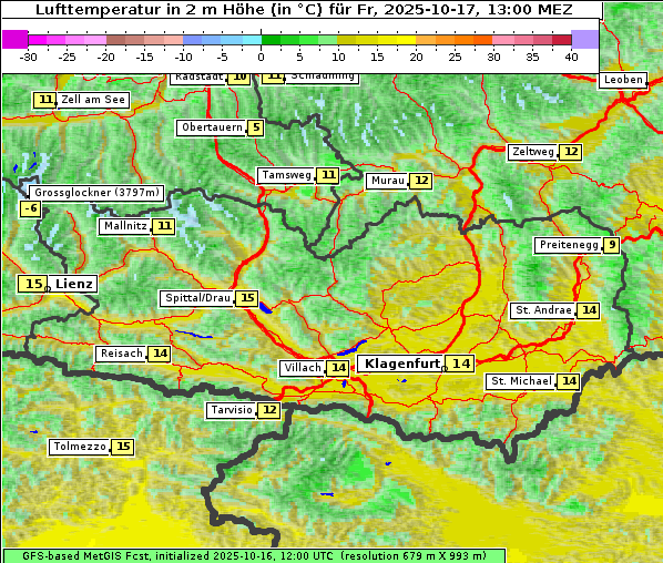 Temperatur, 17. 10. 2025
