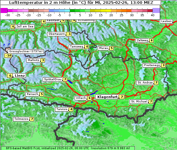 Temperatur, 26. 2. 2025