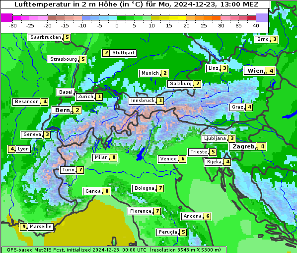 Temperatur, 23. 12. 2024