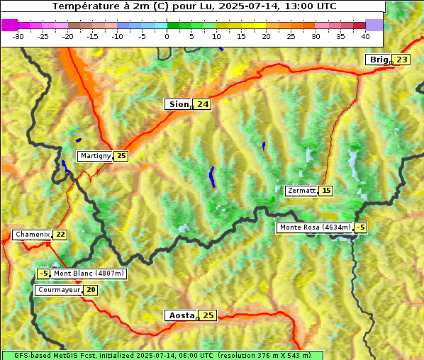 Temperatur, 14. 7. 2025