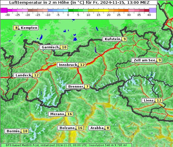 Temperatur, 15. 11. 2024