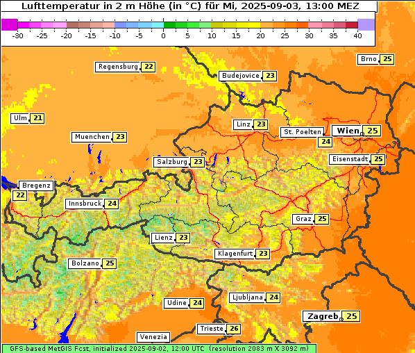 Temperatur, 3. 9. 2025