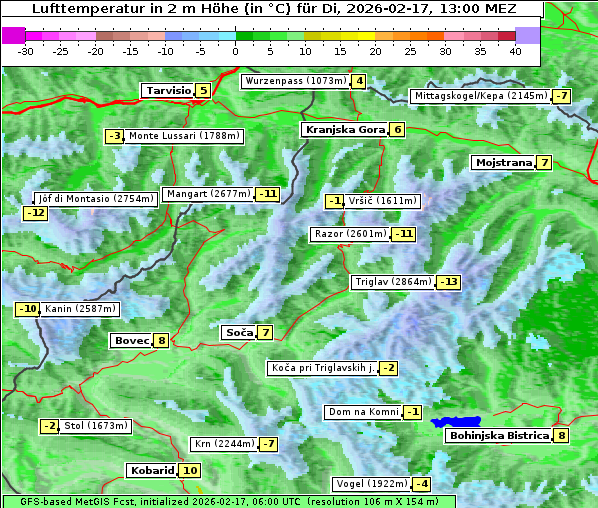 Temperatur, 17. 2. 2026