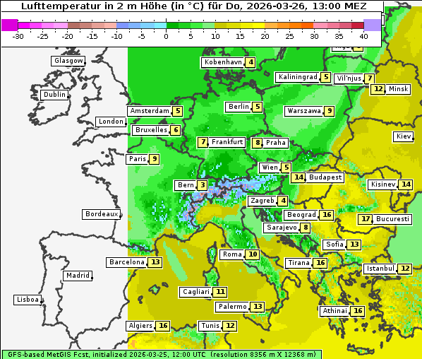 Temperatur, 26. 3. 2026
